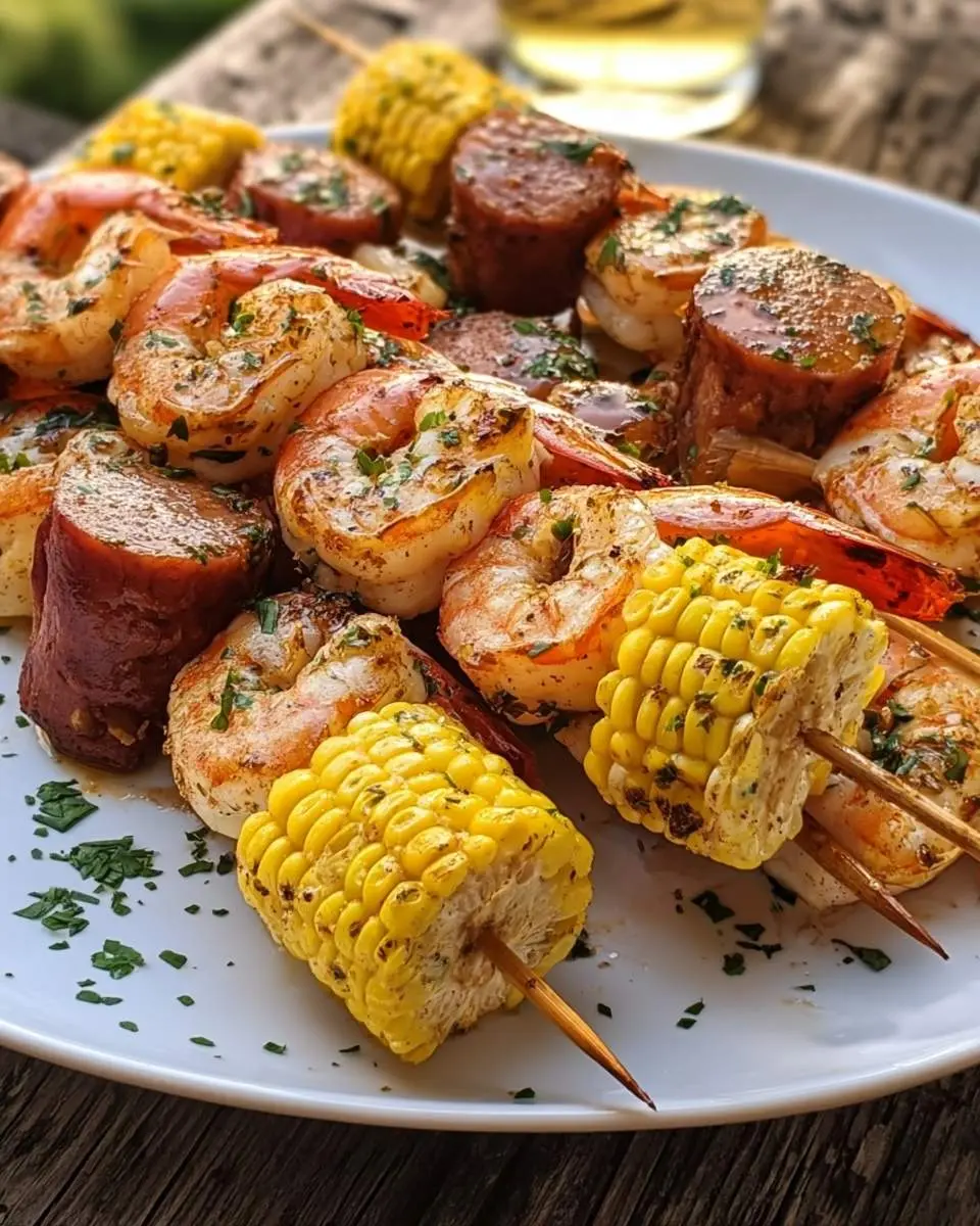 grilled skewers being basted with seasoned butter on a hot grill