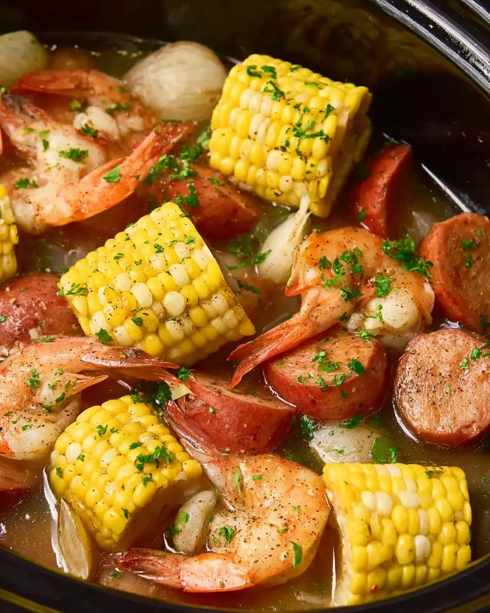 Slow Cooker Shrimp Boil ingredients and preparation