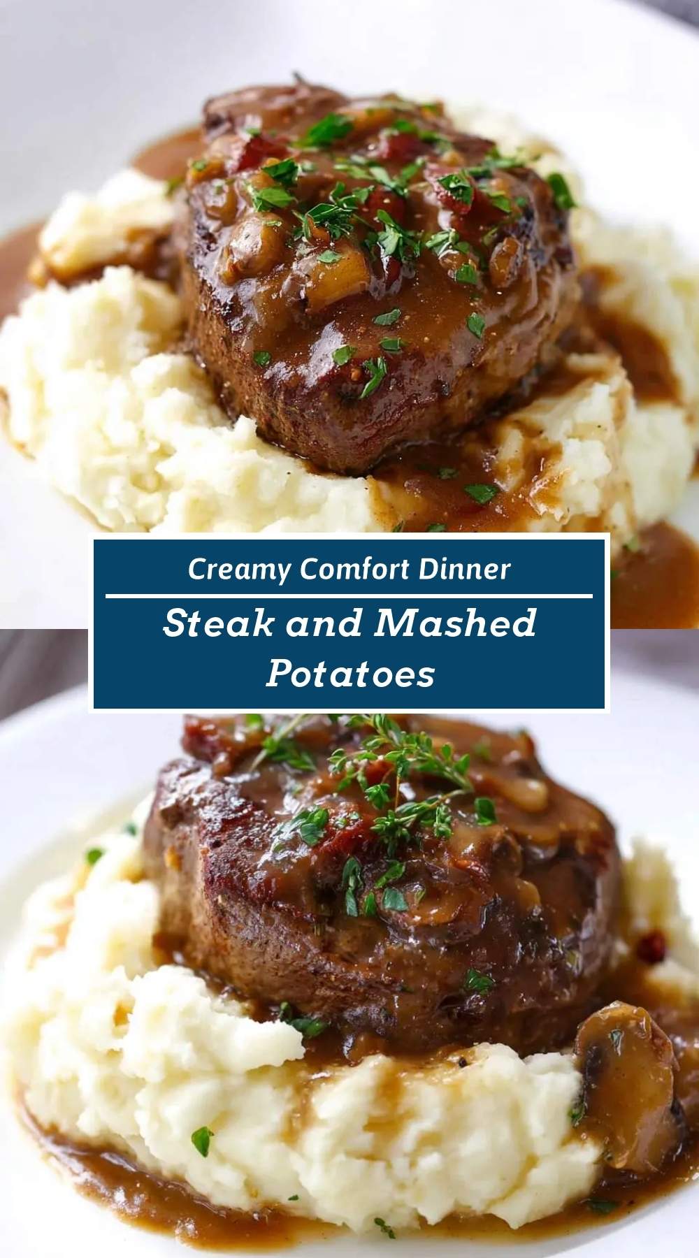 Steak and Mashed Potatoes 3 finished dish ready to serve