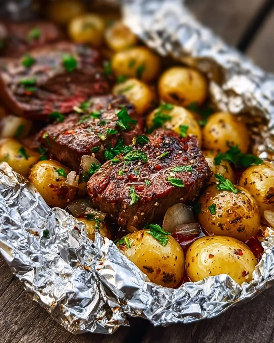 steak and potatoes foil packets ingredients and preparation