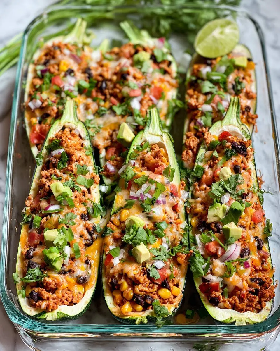 Turkey Taco Zucchini Boats ingredients and preparation
