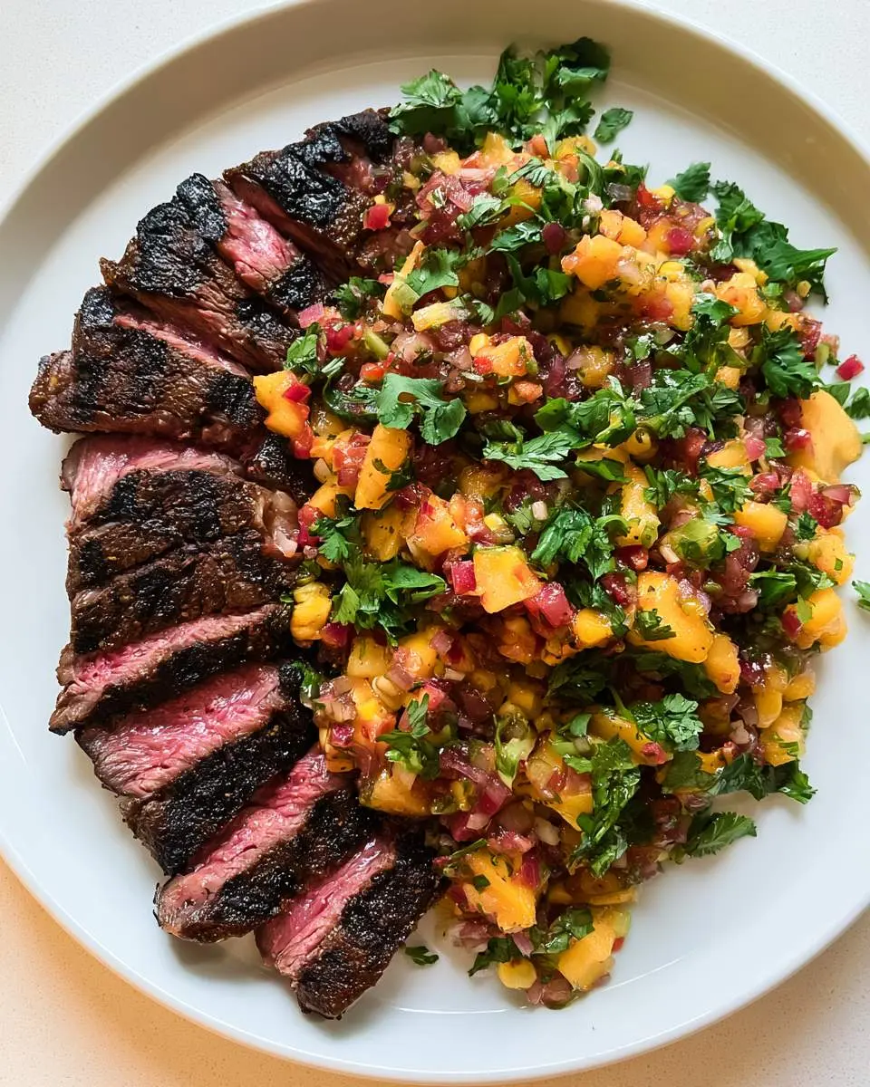 grilled skirt steak with peach salsa ingredients and preparation